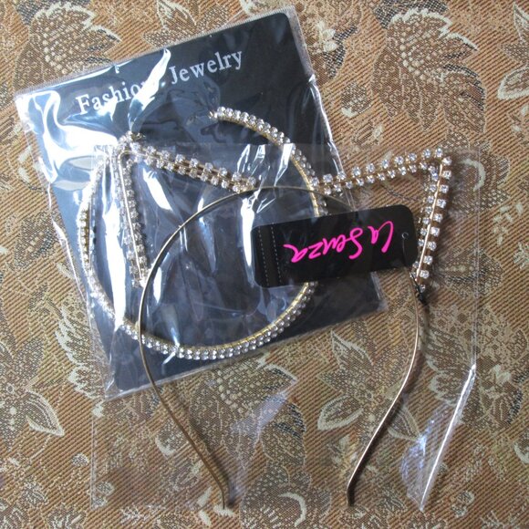2 pieces Rhinestone Cat Ears Headband and Choker - Picture 2 of 7